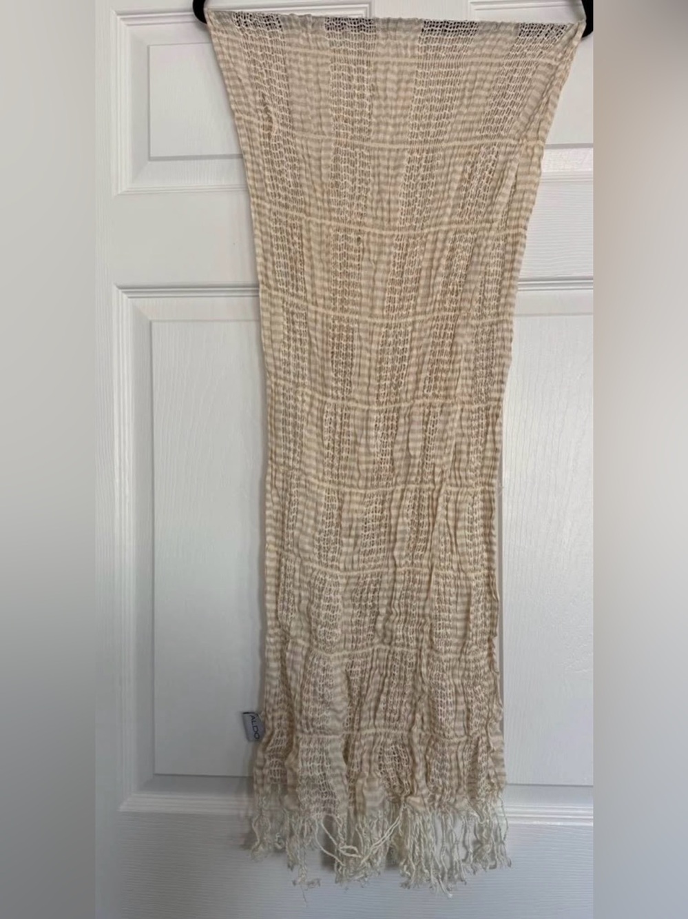 Aldo Cream Knit Fringe Scarf